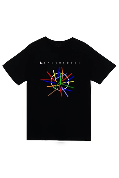 fame-stoned Depeche Mode Baskılı Unisex %100 Pamuk Siyah T-shirt ürün görseli 1