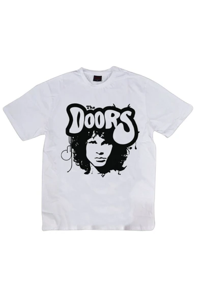 fame-stoned  The Doors Baskılı Unisex %100 Pamuk Beyaz T-shirt ürün görseli 1