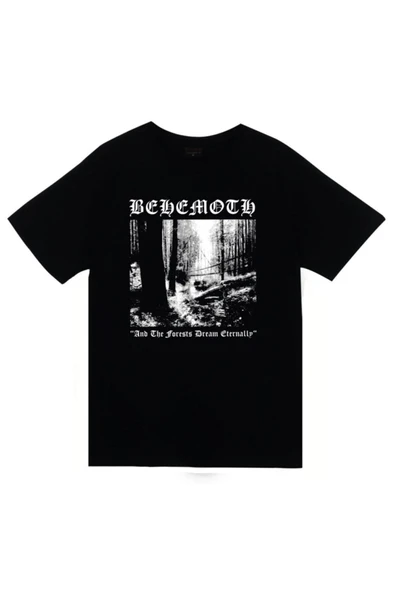 fame-stoned Behemoth Baskılı Unisex %100 Pamuk Siyah T-shirt ürün görseli 1