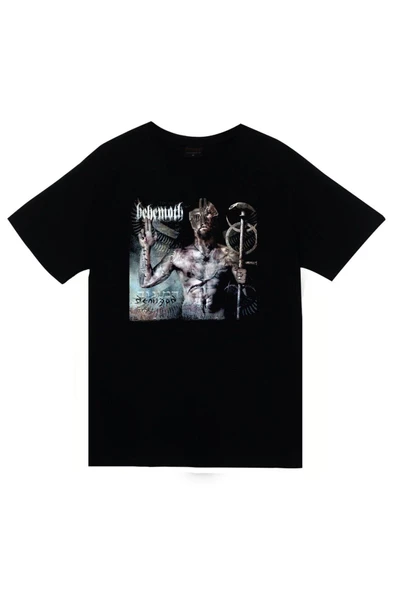 fame-stoned Behemoth Baskılı Unisex %100 Pamuk Siyah T-shirt ürün görseli 1