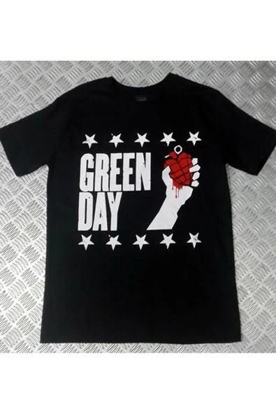 fame-stoned  Green Day Baskılı Unisex %100 Pamuk Siyah T-shirt ürün görseli 1