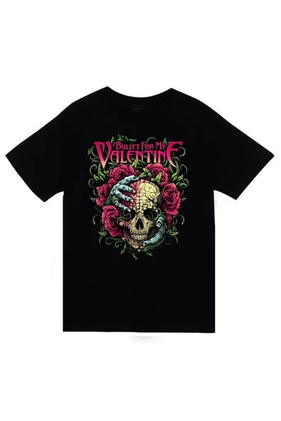 fame-stoned Bullet For My Valentine Baskılı Unisex %100 Pamuk Siyah T-shirt ürün görseli 1
