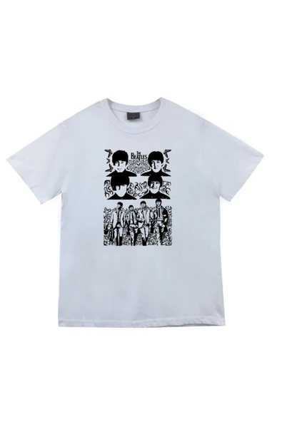 fame-stoned The Beatles Baskılı Unisex %100 Pamuk Beyaz T-shirt ürün görseli 1