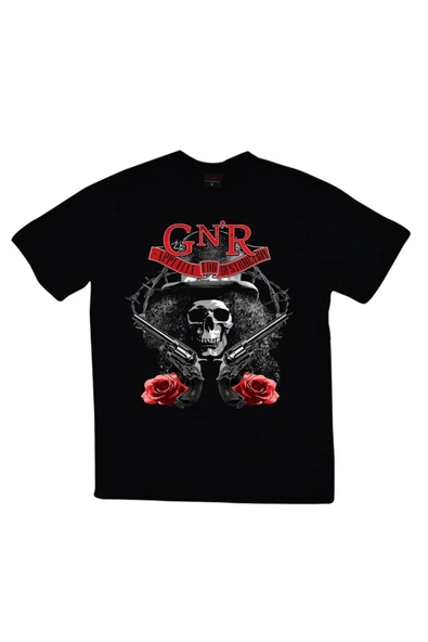 fame-stoned  Guns N Roses Baskılı Unisex %100 Pamuk Siyah T-shirt ürün görseli 1