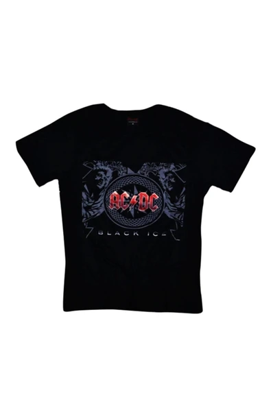 fame-stoned  Unisex Siyah Ac-Dc Baskılı T-shirt ürün görseli 1