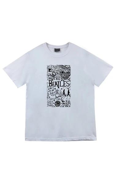 fame-stoned The Beatles Baskılı Unisex %100 Pamuk Beyaz T-shirt ürün görseli 1