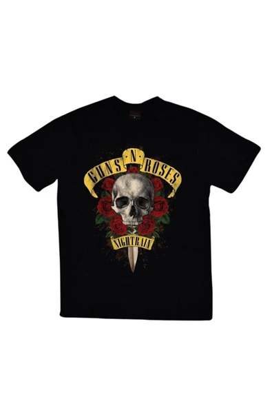 fame-stoned  Guns N Roses Baskılı Unisex %100 Pamuk Siyah T-shirt ürün görseli 1