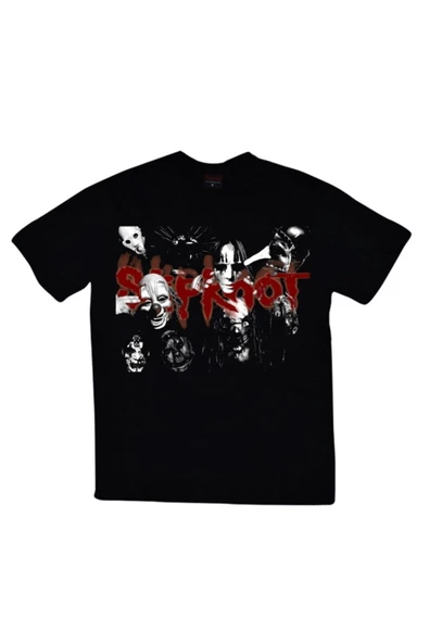 fame-stoned  Slipknot Baskılı Unisex %100 Pamuk Siyah T-shirt ürün görseli 1