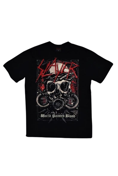 fame-stoned  Slayer Baskılı Unisex %100 Pamuk Siyah T-shirt ürün görseli 1