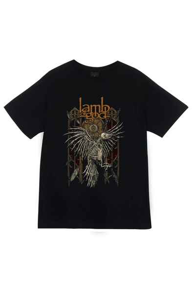 fame-stoned Lamb Of God Baskılı Unisex %100 Pamuk Siyah T-shirt ürün görseli 1