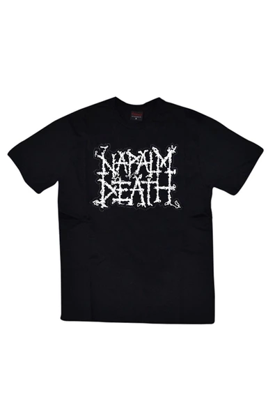 fame-stoned Napalm Death Baskılı Unisex %100 Pamuk Siyah T-shirt ürün görseli 1