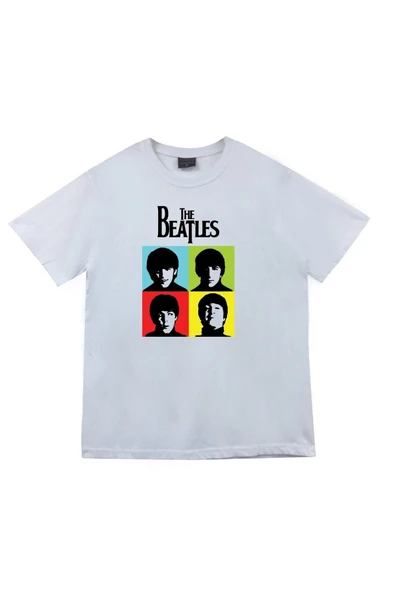 fame-stoned The Beatles Baskılı Unisex %100 Pamuk Beyaz T-shirt ürün görseli 1