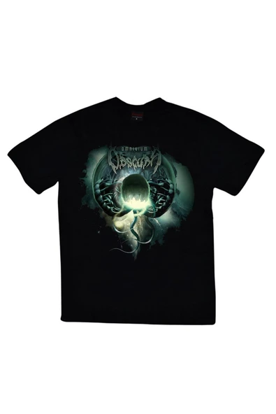 fame-stoned Obscura Baskılı Unisex %100 Pamuk Siyah T-shirt ürün görseli 1