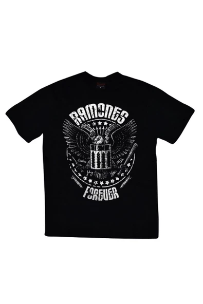 fame-stoned  Unisex Siyah Ramones Baskılı T-shirt ürün görseli 1