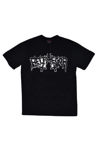 fame-stoned  Erkek Siyah Belphegor Baskılı T-Shirt ürün görseli 1
