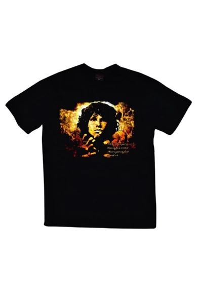 fame-stoned  The Doors Baskılı Unisex %100 Pamuk Siyah T-shirt ürün görseli 1