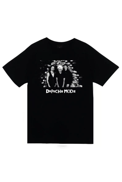 fame-stoned Depeche Mode Baskılı Unisex %100 Pamuk Siyah T-shirt ürün görseli 1