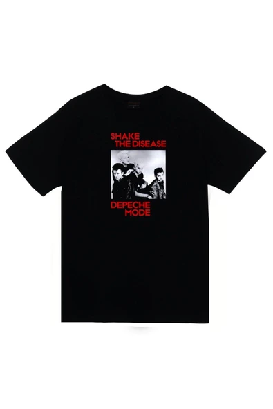 fame-stoned Depeche Mode Baskılı Unisex %100 Pamuk Siyah T-shirt ürün görseli 1