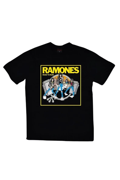 fame-stoned  Unisex Gri Ramones Baskılı T-shirt ürün görseli 1