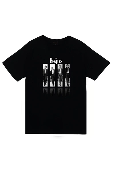 fame-stoned The Beatles Baskılı Unisex %100 Pamuk Siyah T-shirt ürün görseli 1
