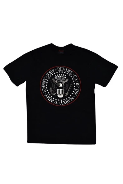 fame-stoned  Unisex Siyah Ramones Baskılı T-Shirt ürün görseli 1
