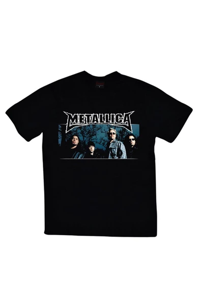 fame-stoned  Metallica Baskılı Unisex %100 Pamuk Siyah T-shirt ürün görseli 1