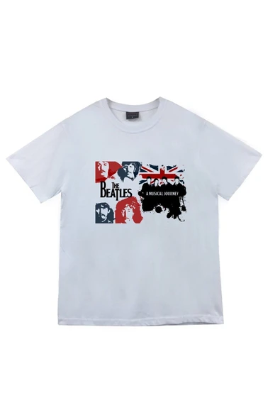 fame-stoned The Beatles Baskılı Unisex %100 Pamuk Beyaz T-shirt ürün görseli 1