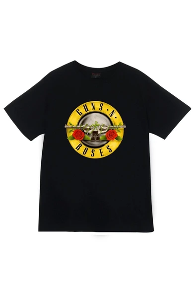 fame-stoned Guns N Roses Baskılı Unisex %100 Pamuk Siyah T-shirt ürün görseli 1