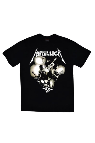 fame-stoned  Metallica Baskılı Unisex %100 Pamuk Siyah T-shirt ürün görseli 1