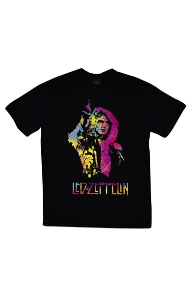 fame-stoned  Led Zeppelin Baskılı Unisex %100 Pamuk Siyah T-shirt ürün görseli 1
