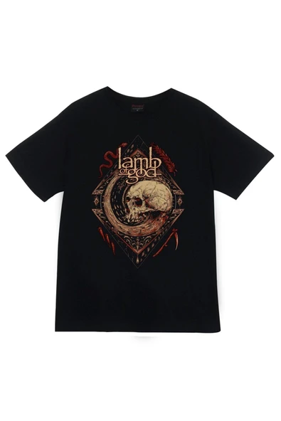 fame-stoned Lamb Of God Baskılı Unisex %100 Pamuk Siyah T-shirt ürün görseli 1