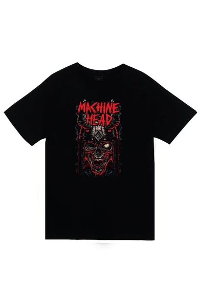fame-stoned Machine Head Unisex %100 Pamuk Siyah T-shirt ürün görseli 1