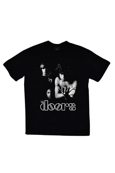 fame-stoned  The Doors Baskılı Unisex %100 Pamuk Siyah T-shirt ürün görseli 1