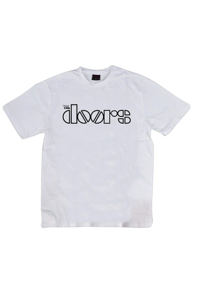 fame-stoned  The Doors Baskılı Unisex %100 Pamuk Beyaz T-shirt ürün görseli 1