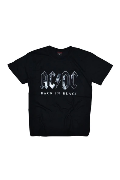 fame-stoned  Unisex Siyah Ac-dc Baskılı T-shirt ürün görseli 1
