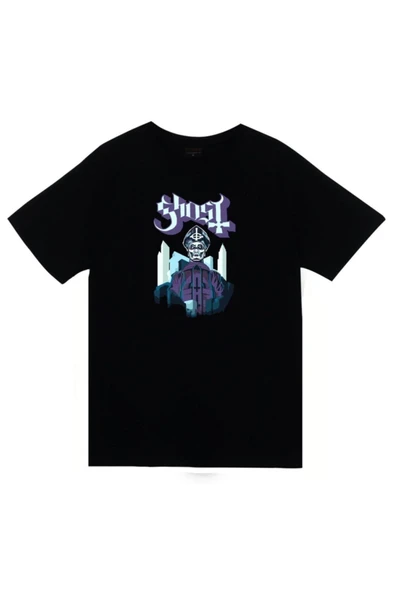 fame-stoned Ghost Baskılı Unisex %100 Pamuk Siyah T-shirt ürün görseli 1