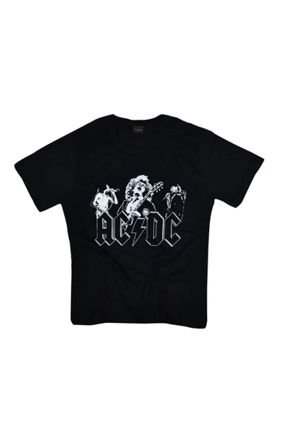 fame-stoned  Erkek Siyah Ac-Dc Baskılı T-Shirt ürün görseli 1