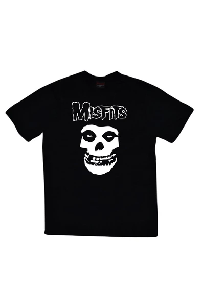 fame-stoned Misfits Baskılı Unisex %100 Pamuk Siyah T-shirt ürün görseli 1