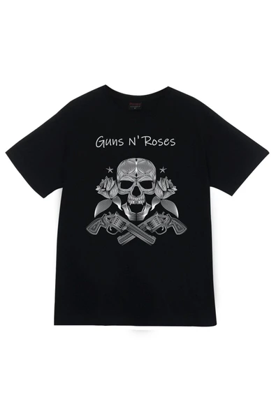 fame-stoned Guns N Roses Baskılı Unisex %100 Pamuk Siyah T-shirt ürün görseli 1