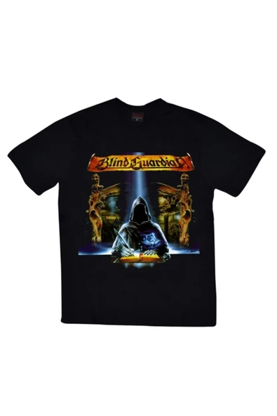 fame-stoned  Unisex Siyah Blind Guardian Baskılı T-Shirt ürün görseli 1
