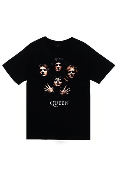 fame-stoned Queen Baskılı Unisex %100 Pamuk Siyah T-shirt ürün görseli 1