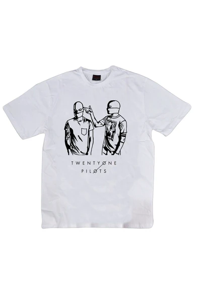 fame-stoned  Twenty One Pilots Baskılı Unisex %100 Pamuk Beyaz T-shirt ürün görseli 1