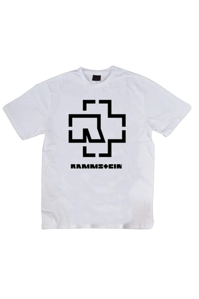 fame-stoned  Rammstein Baskılı Unisex %100 Pamuk Beyaz T-shirt ürün görseli 1