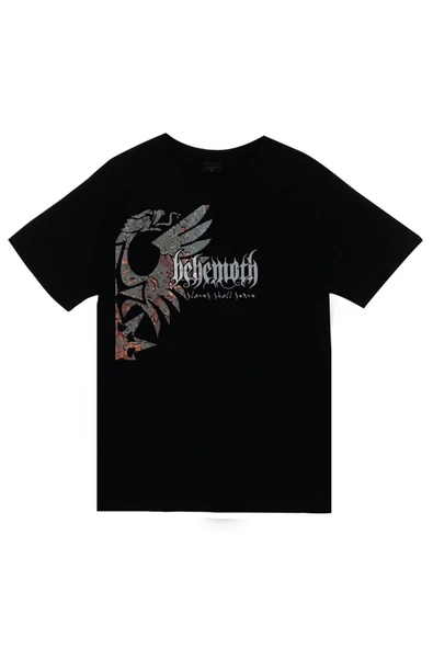 fame-stoned Behemoth Baskılı Unisex %100 Pamuk Siyah T-shirt ürün görseli 1
