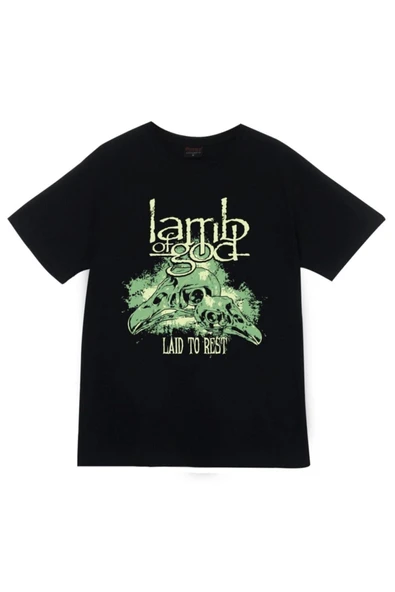 fame-stoned Lamb Of God Baskılı Unisex %100 Pamuk Siyah T-shirt ürün görseli 1