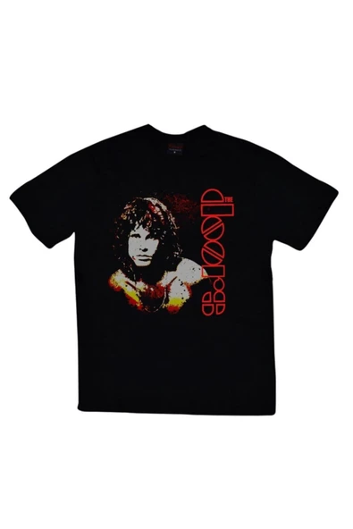 fame-stoned  The Doors Baskılı Unisex %100 Pamuk Siyah T-shirt ürün görseli 1