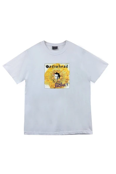 fame-stoned Radiohead Baskılı Unisex %100 Pamuk Beyaz T-shirt ürün görseli 1