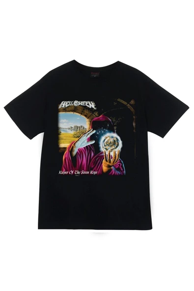 fame-stoned Helloween Baskılı Unisex %100 Pamuk Siyah T-shirt ürün görseli 1