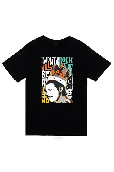 fame-stoned Queen Baskılı Unisex %100 Pamuk Siyah T-shirt ürün görseli 1