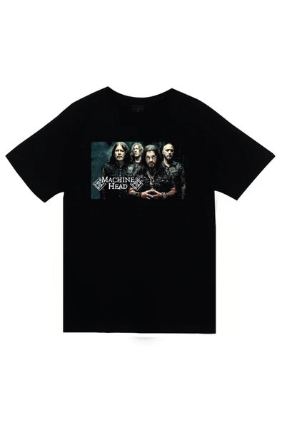 fame-stoned Machine Head Unisex %100 Pamuk Siyah T-shirt ürün görseli 1